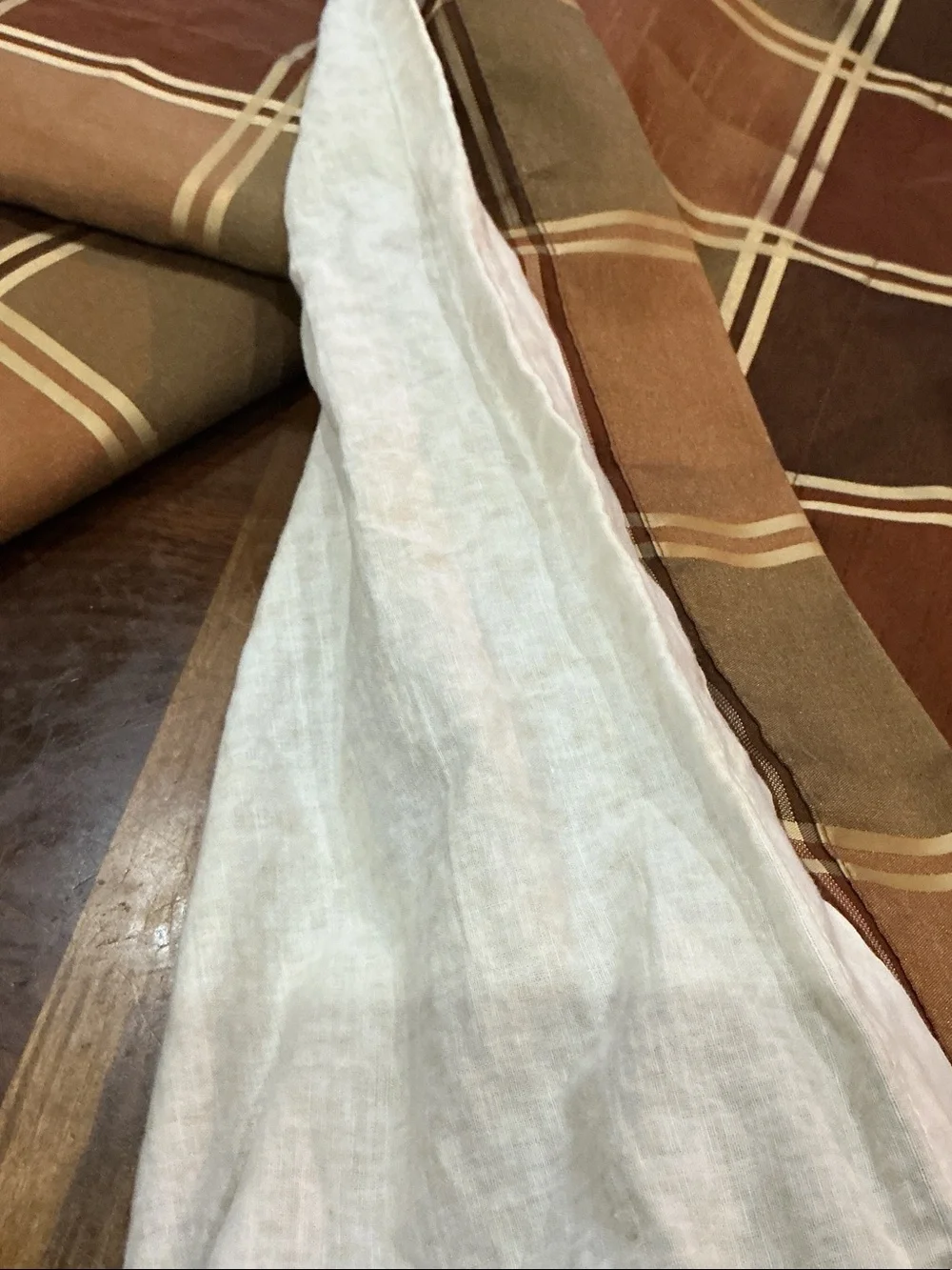 Three (3) Bundle of valances Plaid Cotton Blend in Brown and Tan